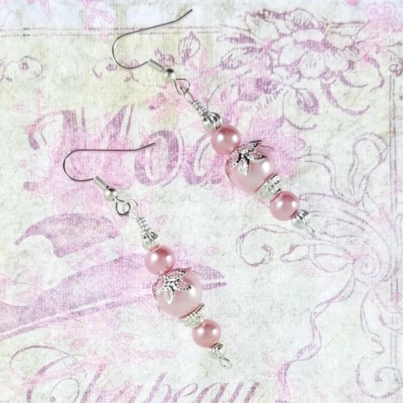 2 Inch Pink and Rose Dainty Pierced Earrings NEW - Picture 3 of 6